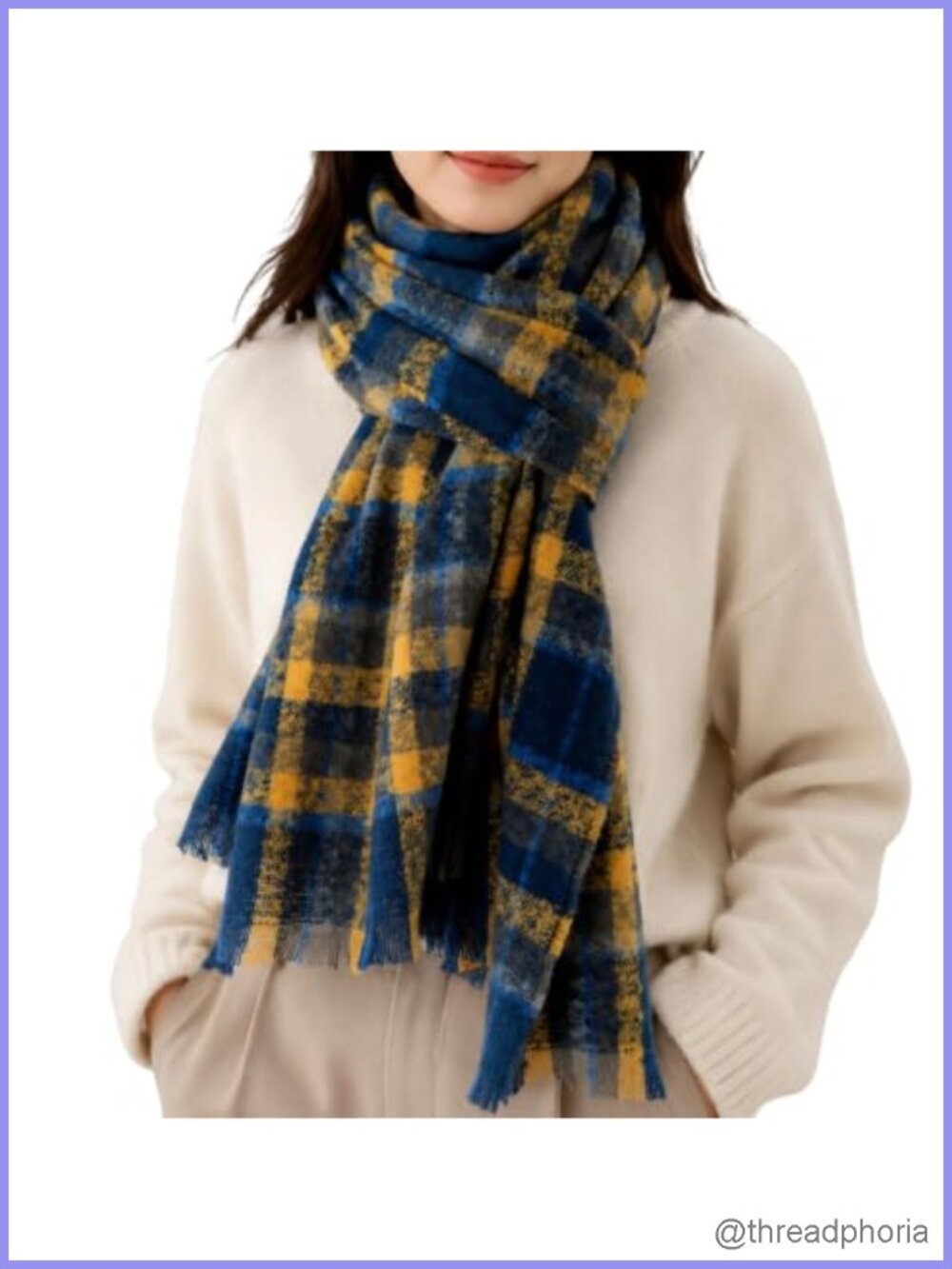 Oversized Plaid Scarf Shawl Wrap 100% Polyester